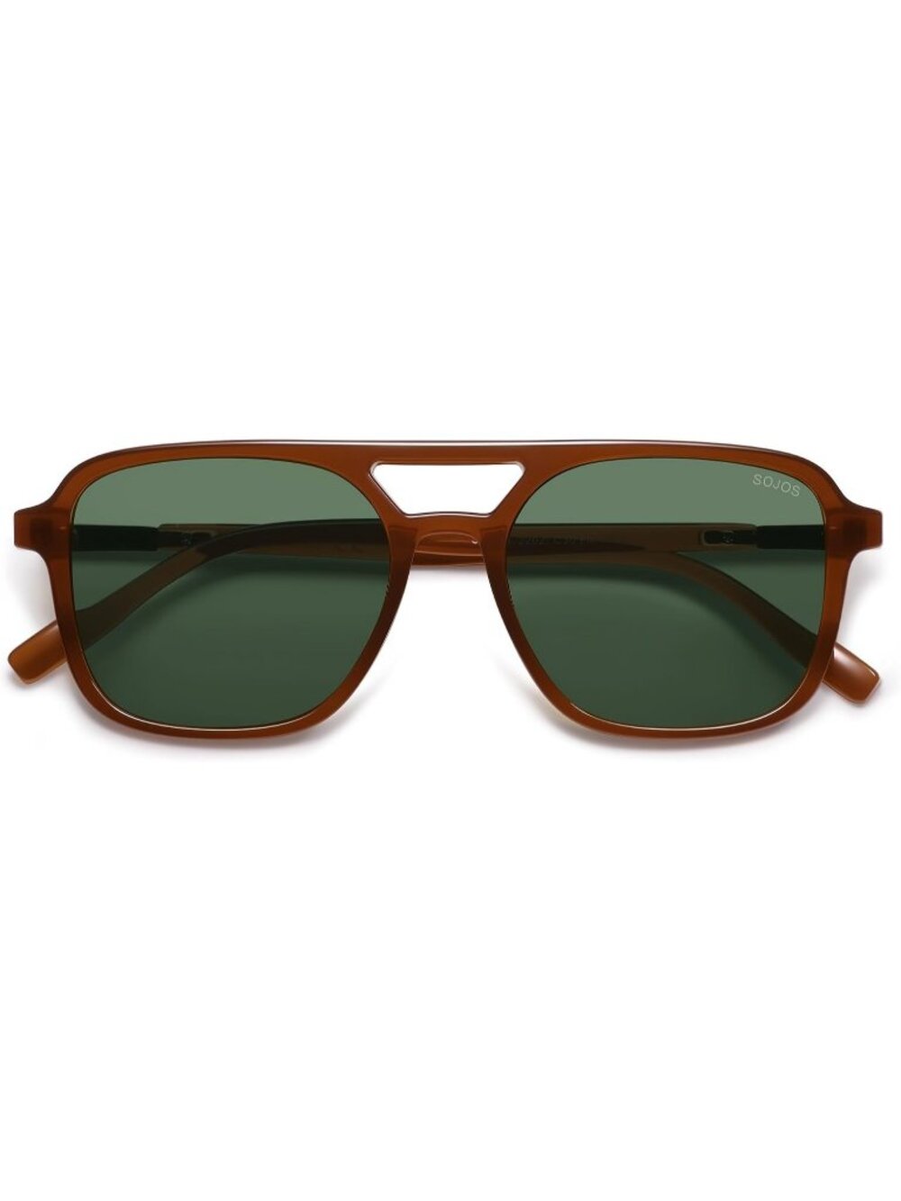 Women's Brown/Green Y2K Retro Aviator Rectangle Shades UV400 Sunglasses - Picture 4 of 6